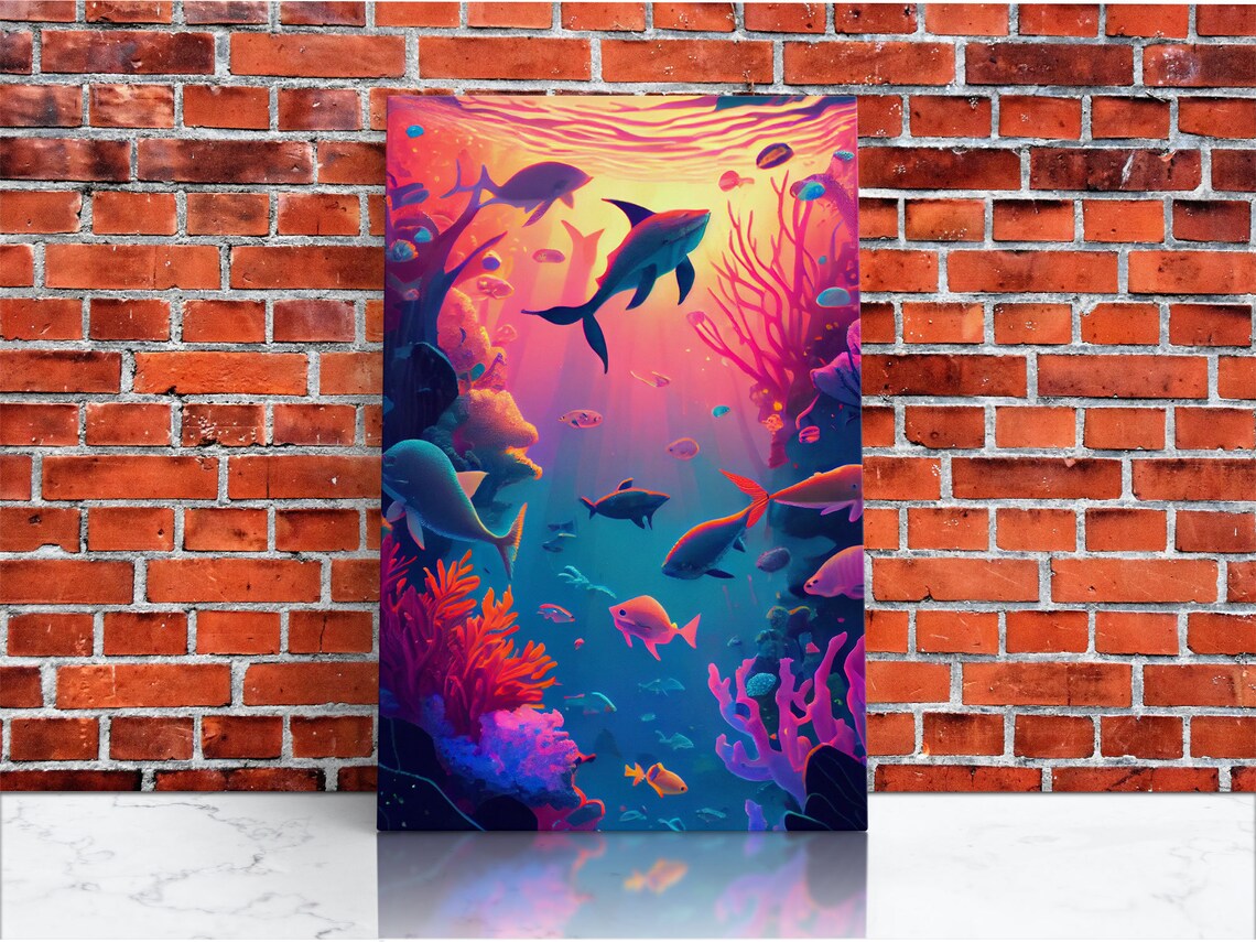 80s Vibe Under The Sea Coral Reef Art Framed Print Fish And Reef Art - Image 2