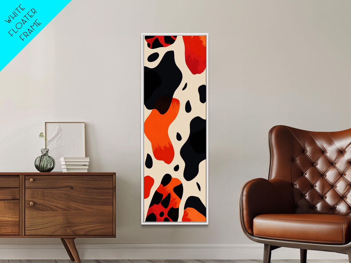 Abstract Boho Leopard Spots Pattern Cream Black Orange Modern Style Poster - Image 5