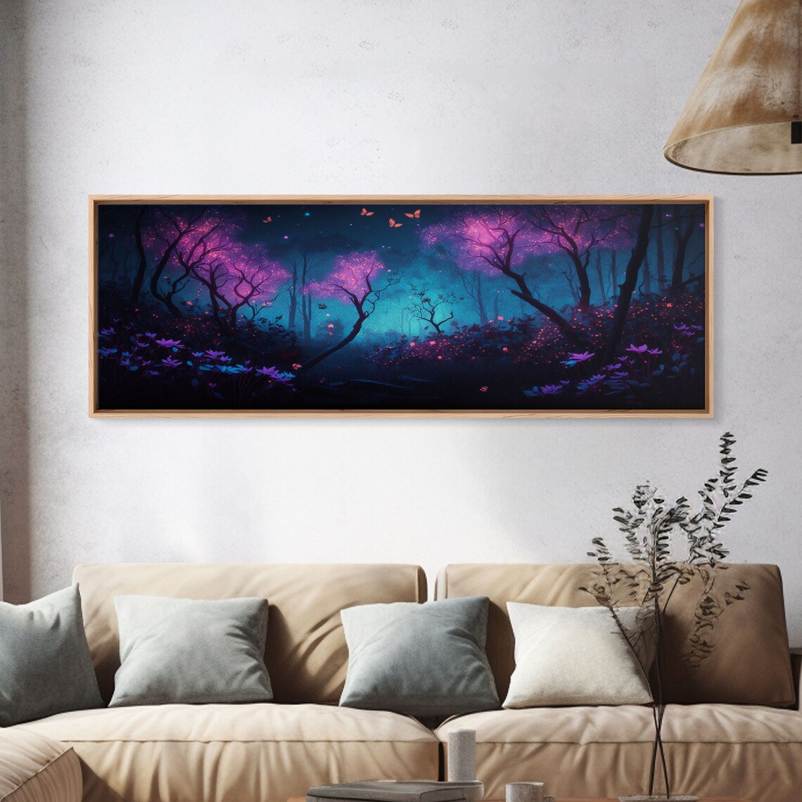 Fantasy Forest with Butterflies and Fireflies Art Print - Image 4