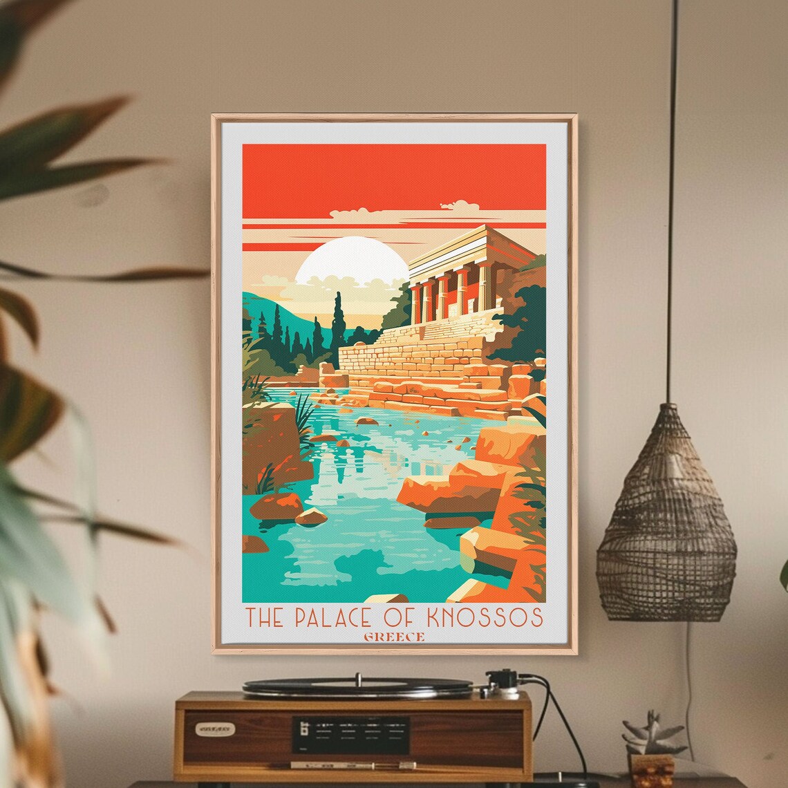 The Palace Of Knossos Greece Minoan Ruins Sunset Pool Retro Art Poster - Image 6
