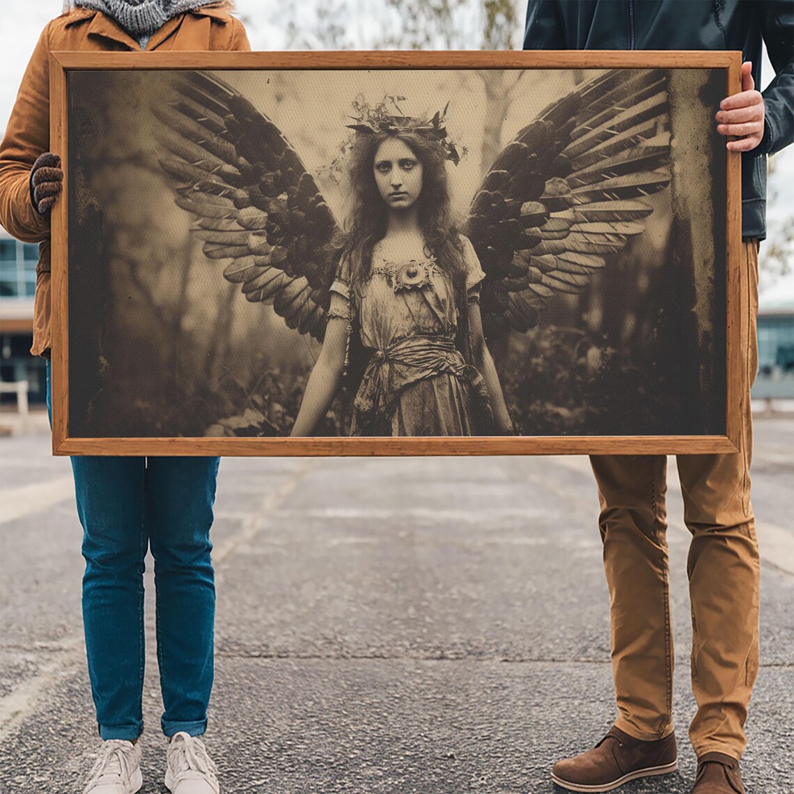 Tintype Angel Art Print, Guardian Angel Wings - Image 3