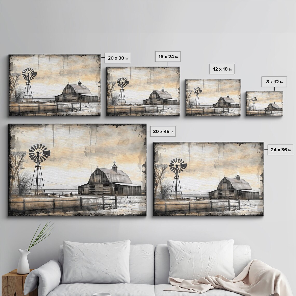 Old Barn, Farmhouse Black and White Vintage Art Print - Image 2