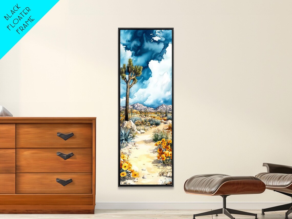 Joshua Tree California Desert Wildflower Watercolor Landscape Poster