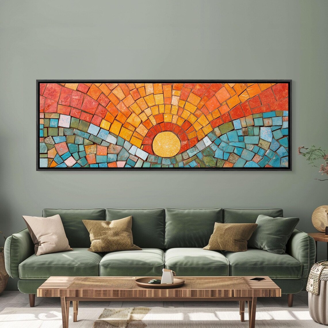 Sunset Mosaic Retro Vintage Style Horizontal Art Print - Image 2