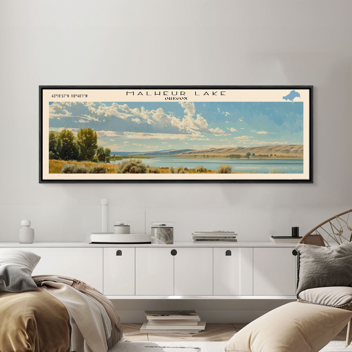 Malheur Lake Oregon Big Sky Clouds Golden Marsh Blue Lake Poster - Image 5