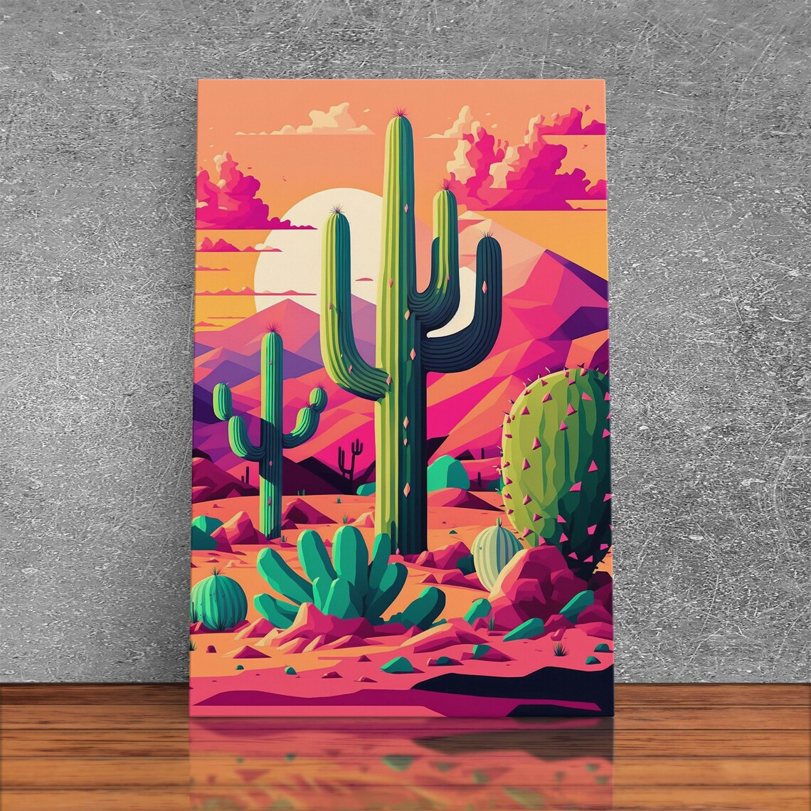 Pueblo Style Cactus Still Life, Arizona Desert Art Print - Image 2