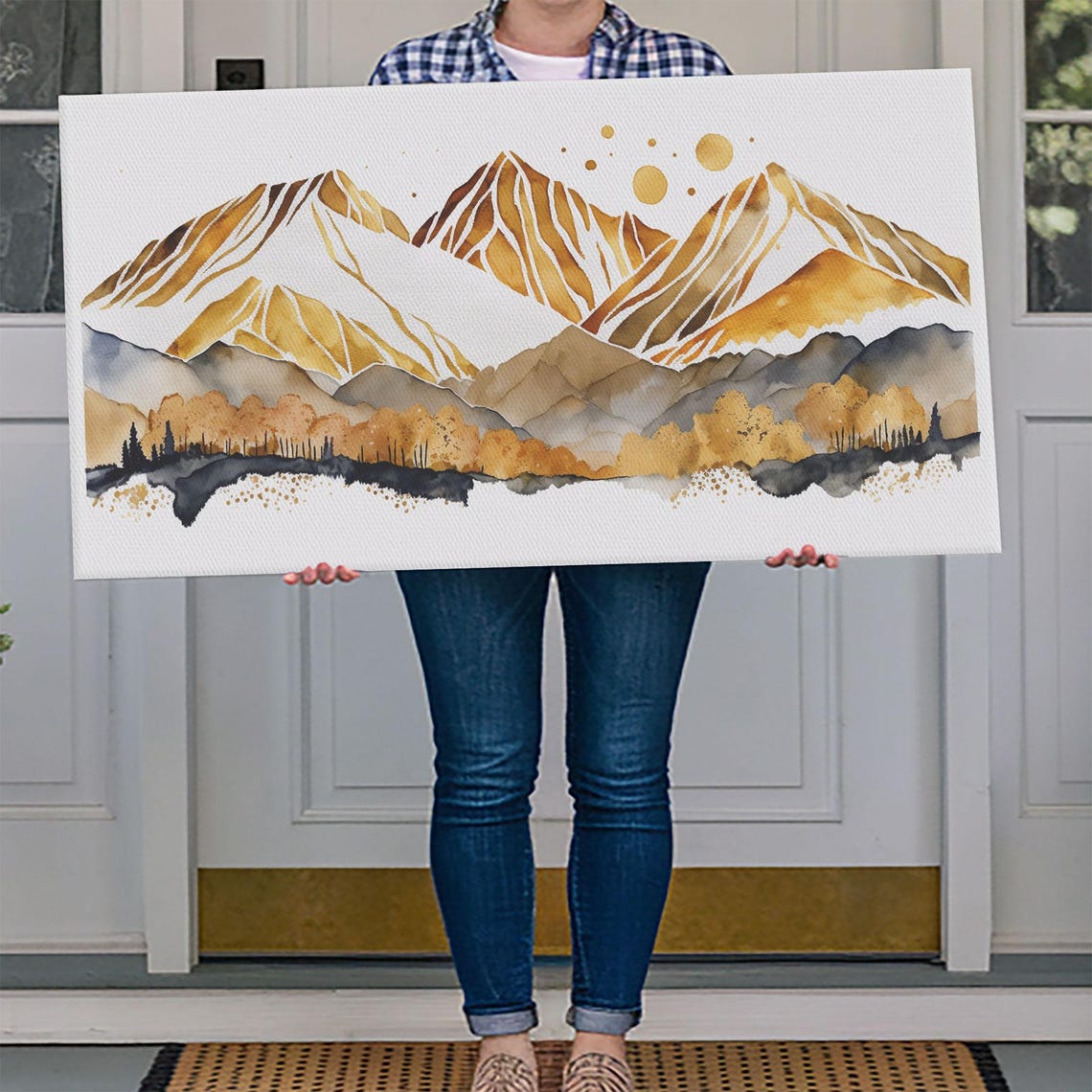 Golden Mountains Wall Art Framed Print Wall Decor Mountain View Smokey Mountain Housewarming Gift Mountain Painting - Image 4