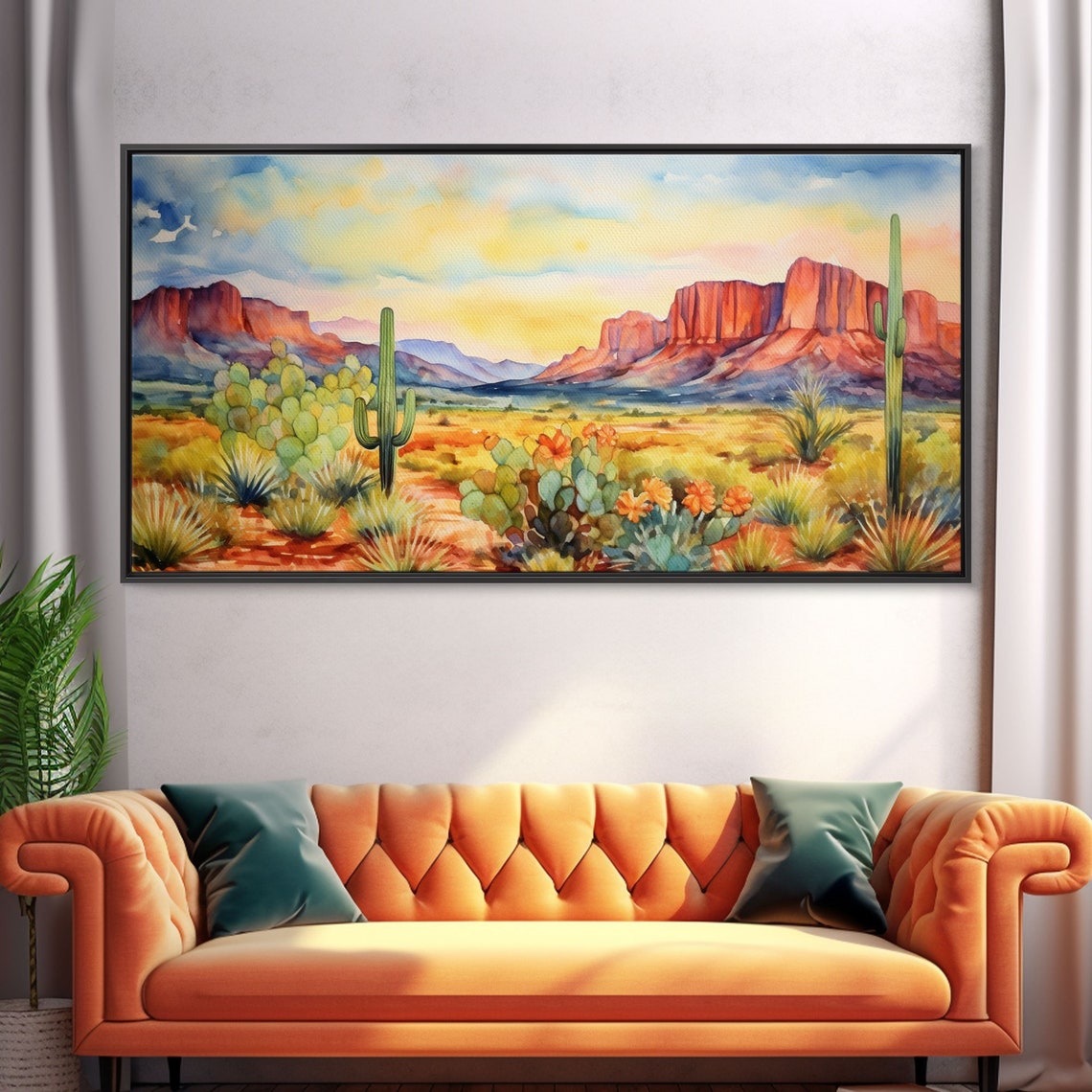 Boho Whimsical Wall Art Pastel Desert Print Framed Art Unique Wall Art Minimalist Mcm Style Wall Art Landscape Painting - Image 5