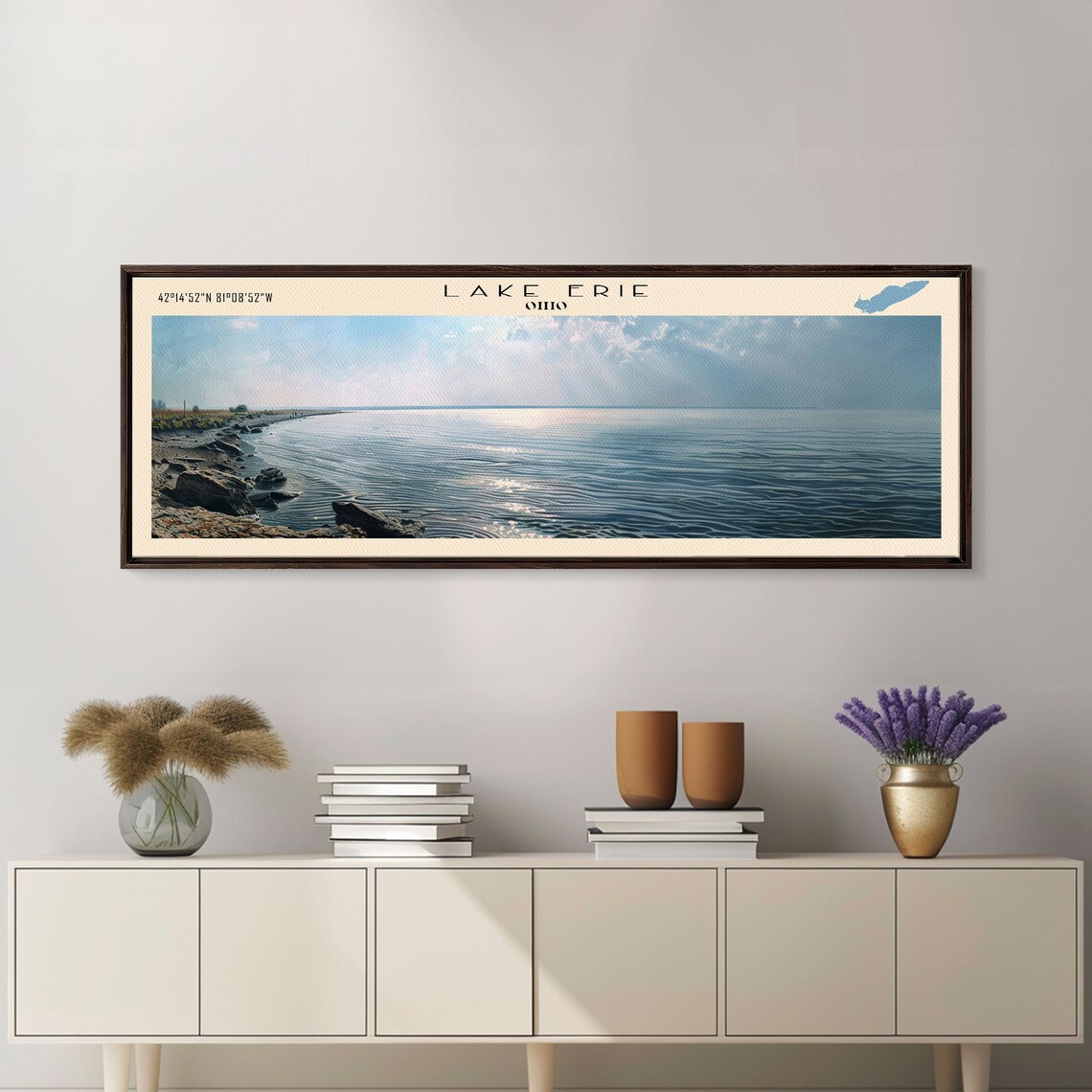 Lake Erie Travel Poster, Lake House Landscape Art - Image 4