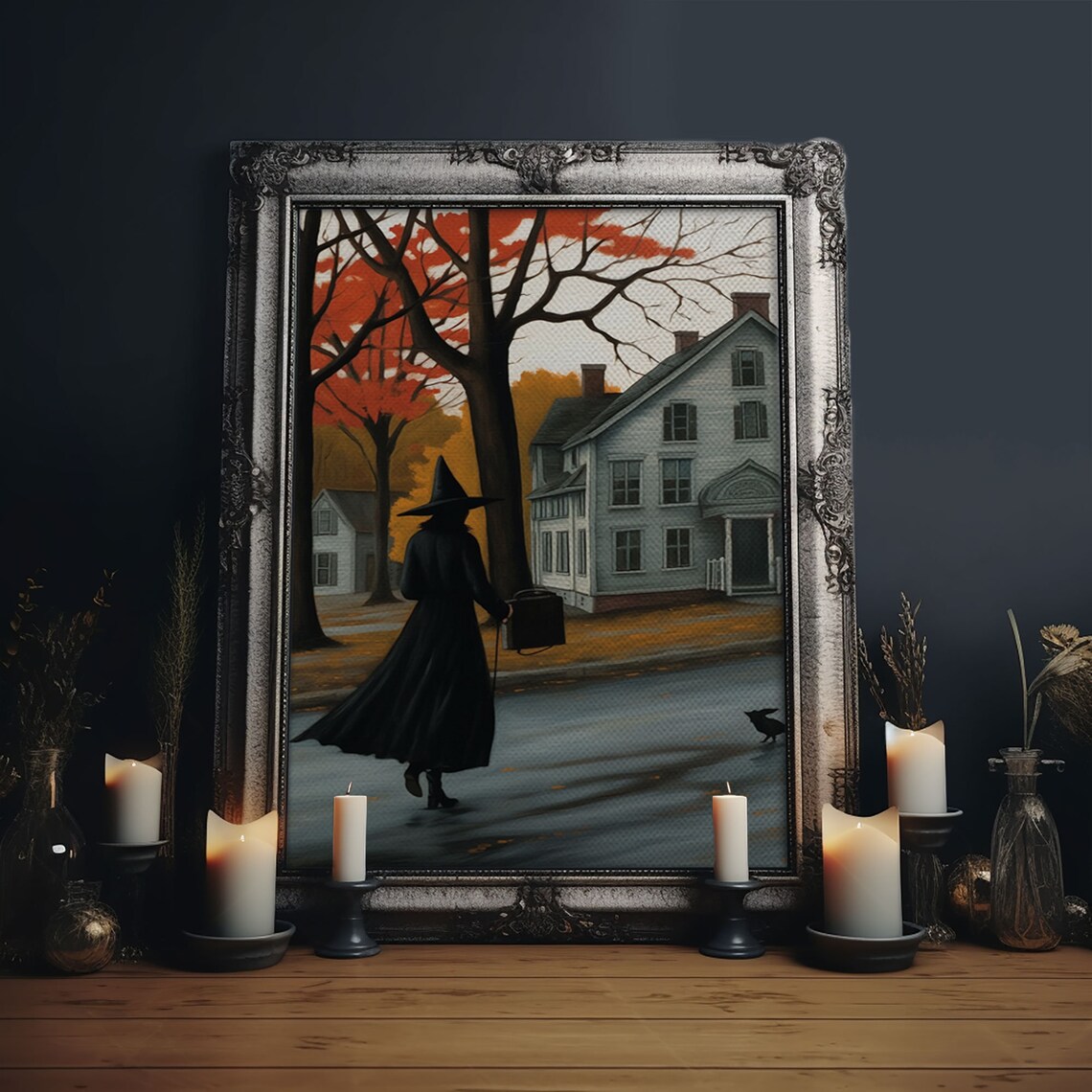 Witch On The Streets Of Salem Halloween Art Print - Image 6