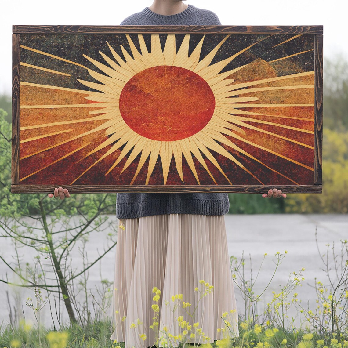 Abstract Midcentury Modern Sunburst, Art Deco Style - Image 2