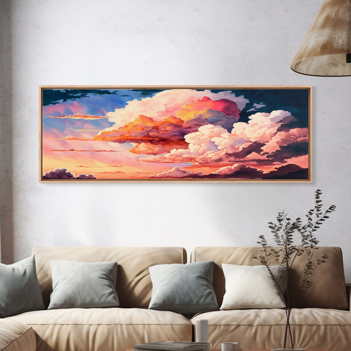Watercolor Sunset Clouds Landscape Poster Print - Image 4