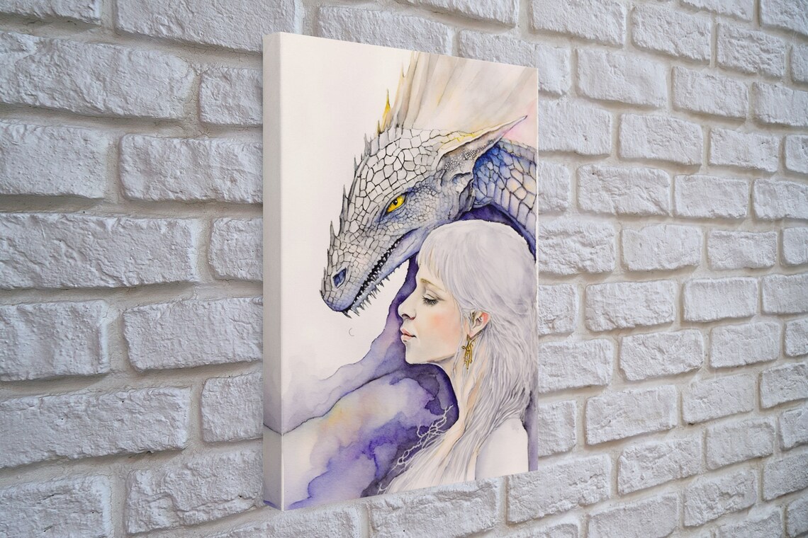Dragon Painting Print Dragon Art Fantasy Art Fantasy Painting Wall Art Girl And Her Dragon Dragon Girl - Image 4