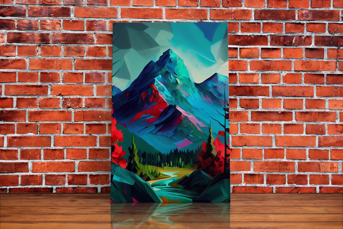 Colorful Mountain Watercolor Art Print, Nature Scene - Image 2