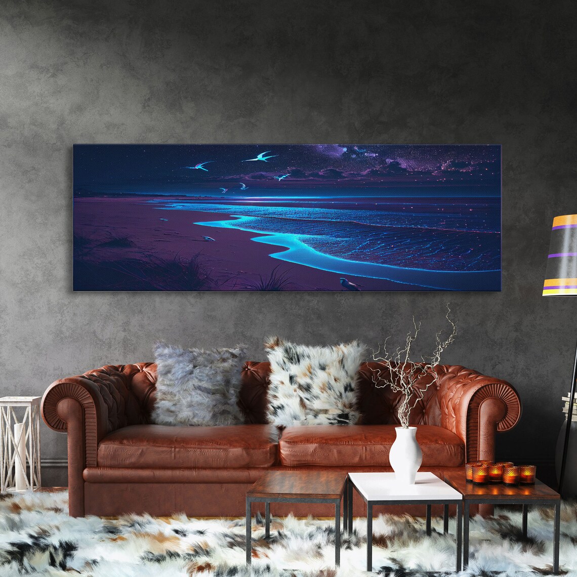 Night Moves Retro Synthwave Beach Art, Pacific Ocean - Image 3