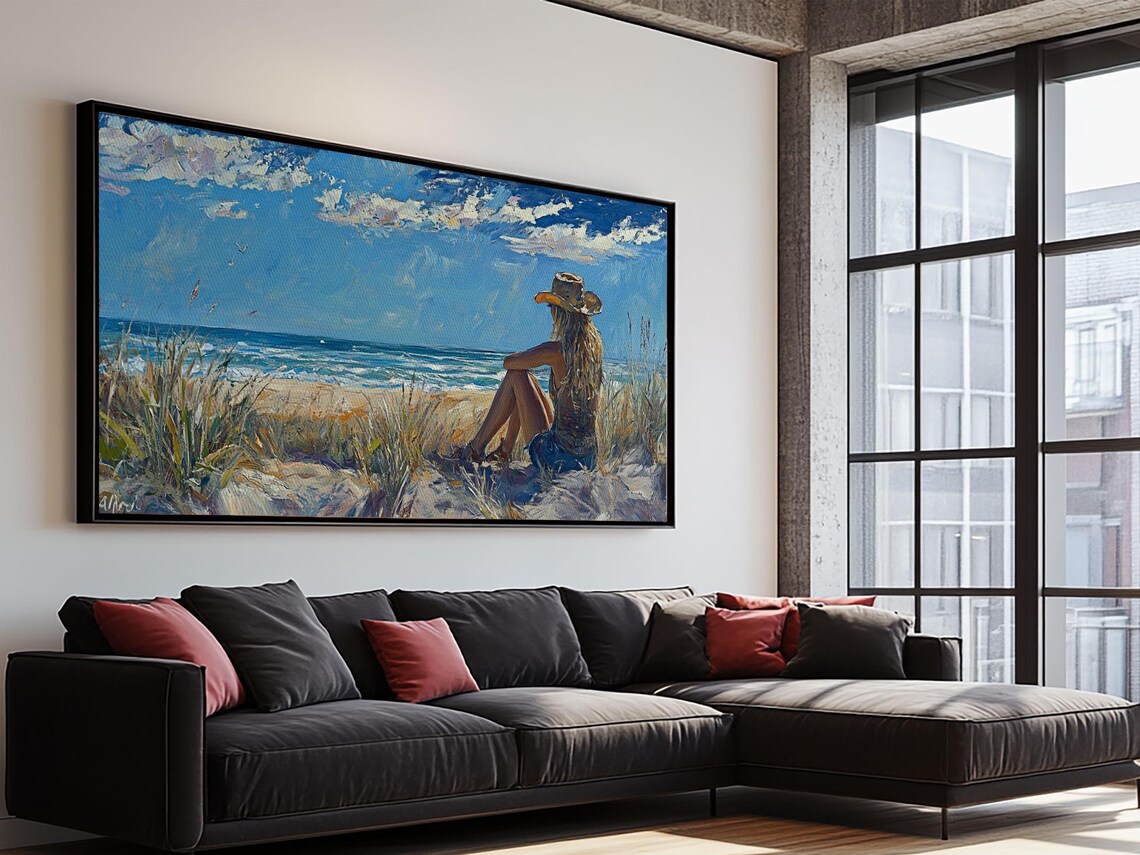 Coastal Cowgirl Beach Dunes Ocean View Summer Cowboy Hat Wall Art Print - Image 4