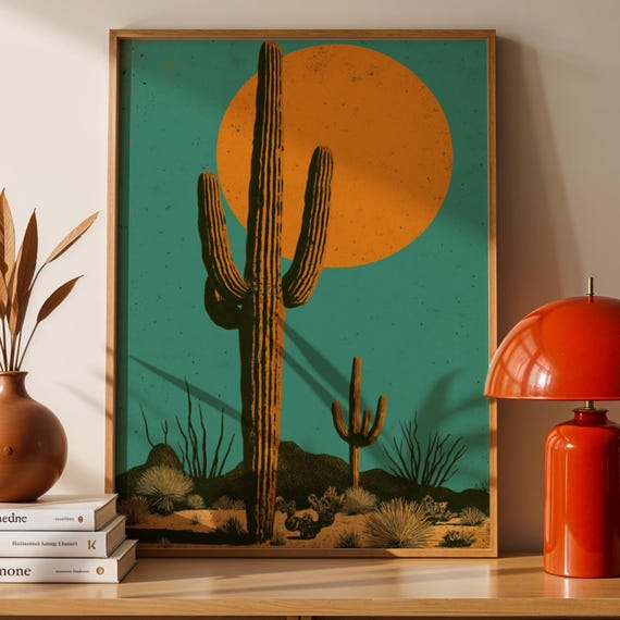 Mexican Cactus Print Boho Desert Art Southwestern Decor Pdf Png Files
