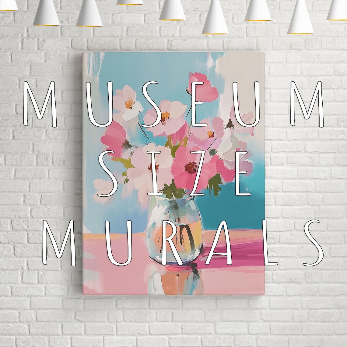 Pink Cosmos Flowers Glass Vase Pink Table Pastel Floral Art Poster - Image 3
