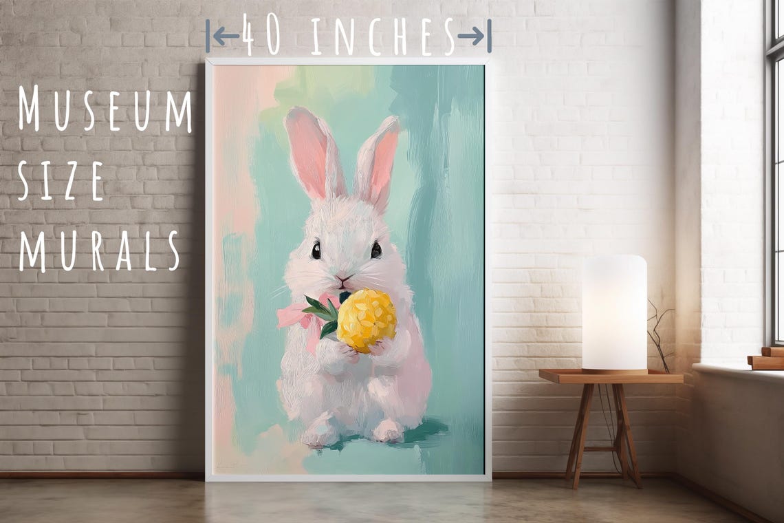 Adorable White Rabbit Enjoying A Pitaya Bunny Eating Fruit Pastel Rabbit Print Kawaii Rabbit Art Cute Rabbit Art Pet Portrait Rabbit - Image 5