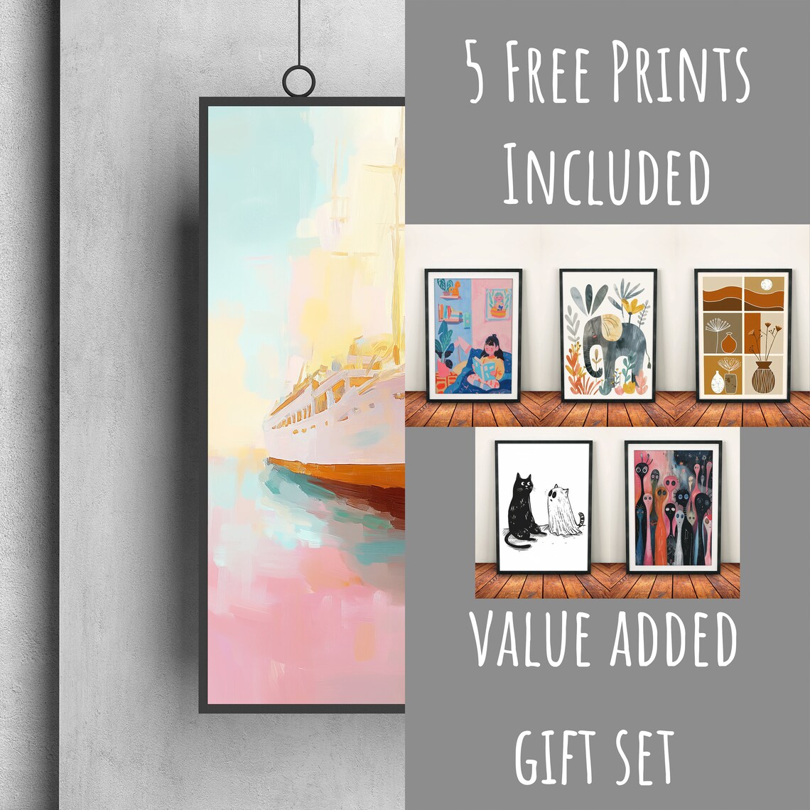 Tall Sailing Ship with Woman on the Beach Maritime Sunset Art Poster Print - Image 3