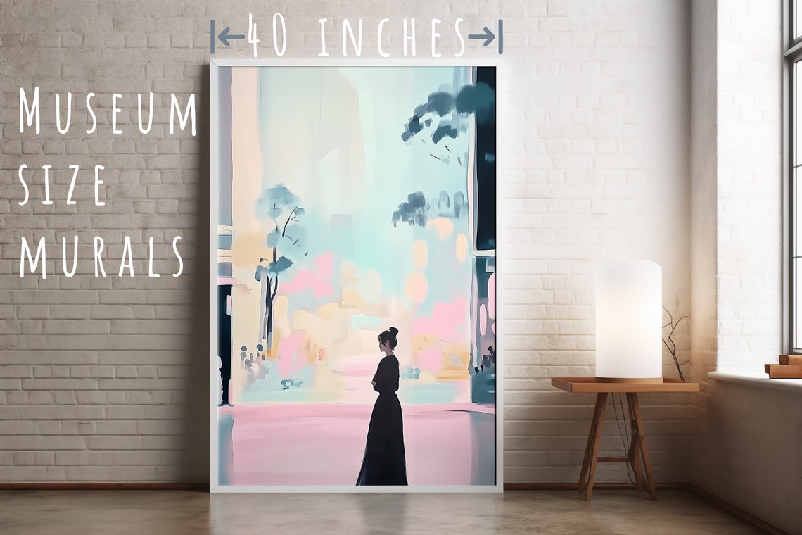 Solitude In Pastels Woman On Pink Alley Light Pink Painting Lady On Alley Art Post Alley Print Lady On Corridor Art City Girl Prints - Image 5