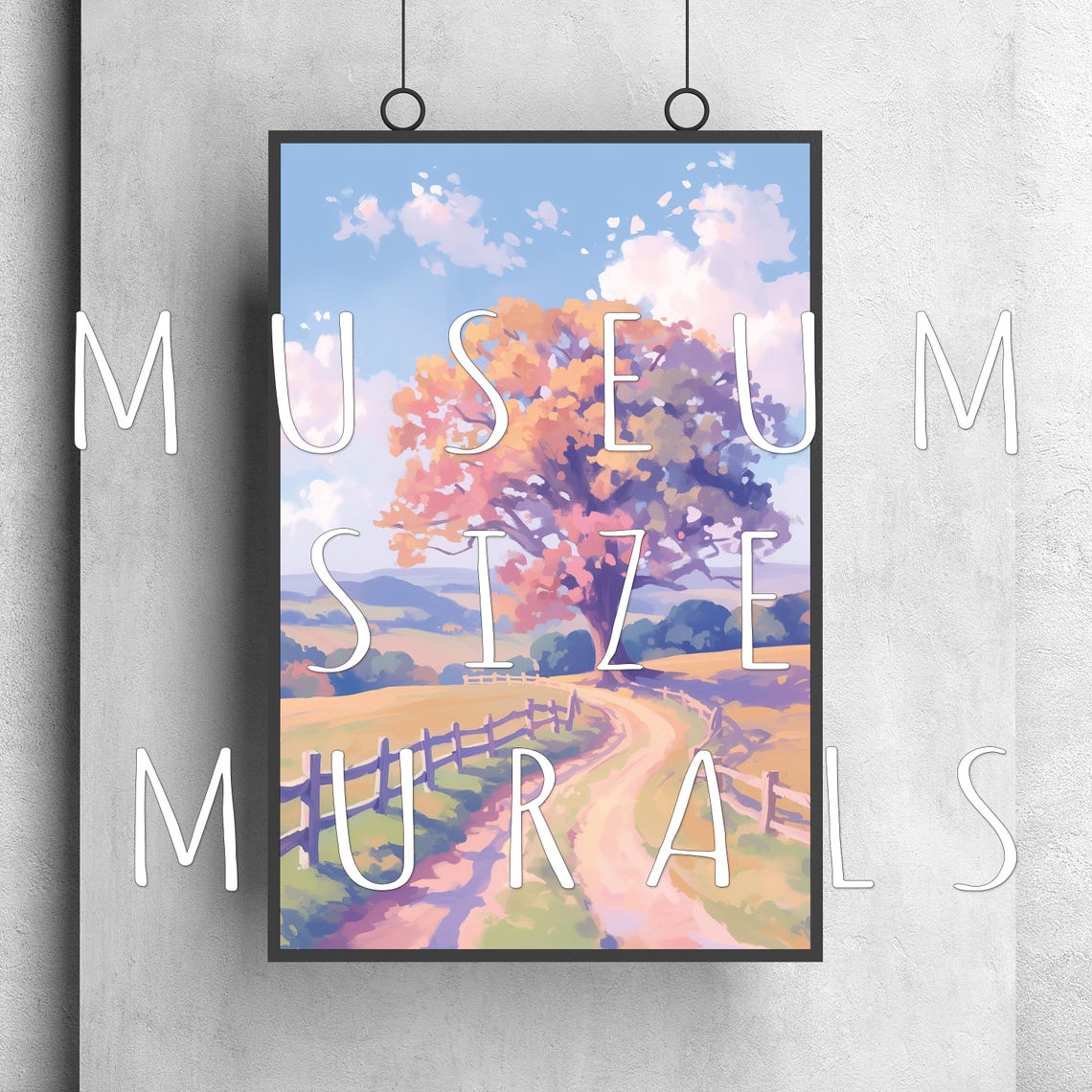 Charming Landscape Tree Art Footpath Fence Print Watercolor Rustic Tree Decor Peaceful Footpath Art Wall Art Prints - Image 3