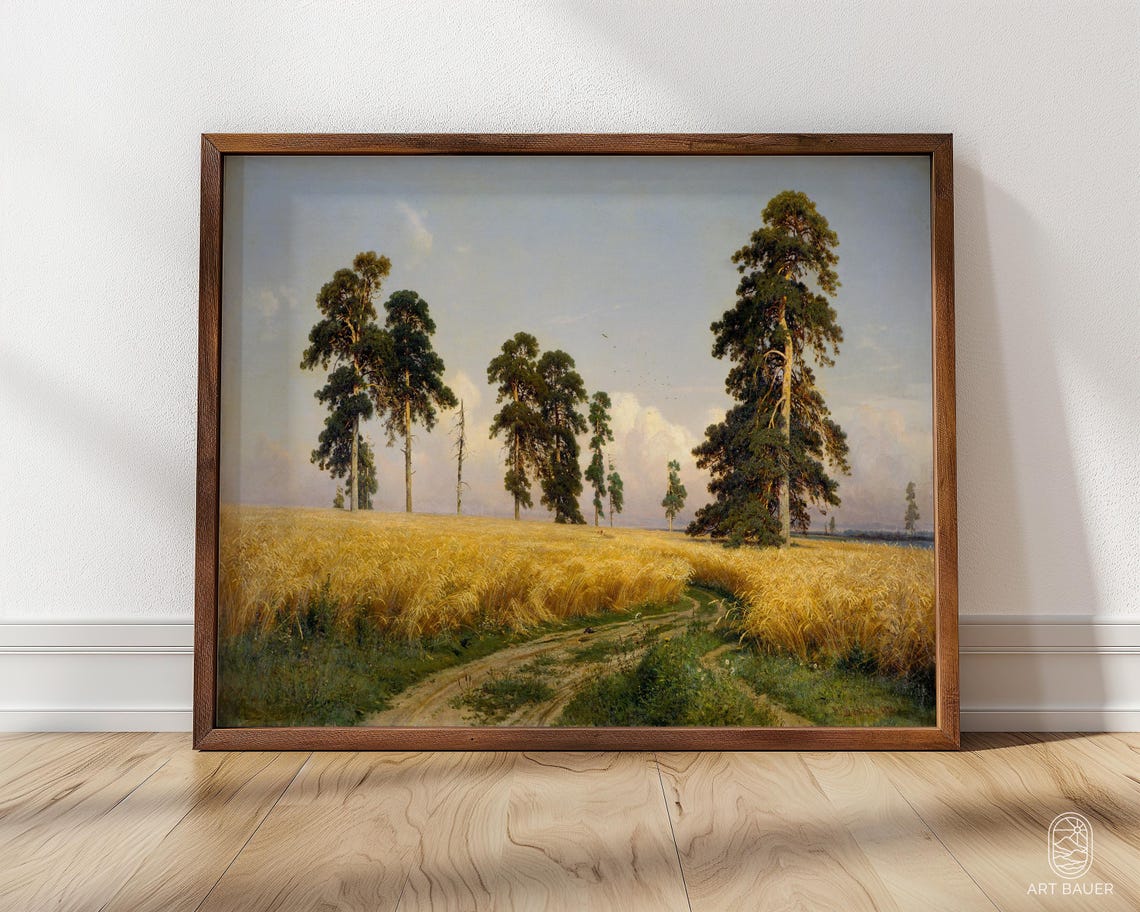Ivan Shishkin Rye 1878 Golden Wheat Field Tall Pines Nature Art Poster