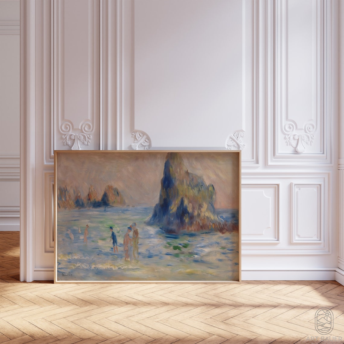 Renoir Moulin Huet Bay Bathers Beach Rocky Cliffs Guernsey Poster - Image 4