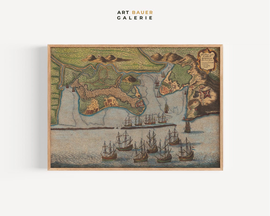 Cabo St Augustin 1651 Antique Map Brazil Bay Nautical Chart Wall Art - Image 5