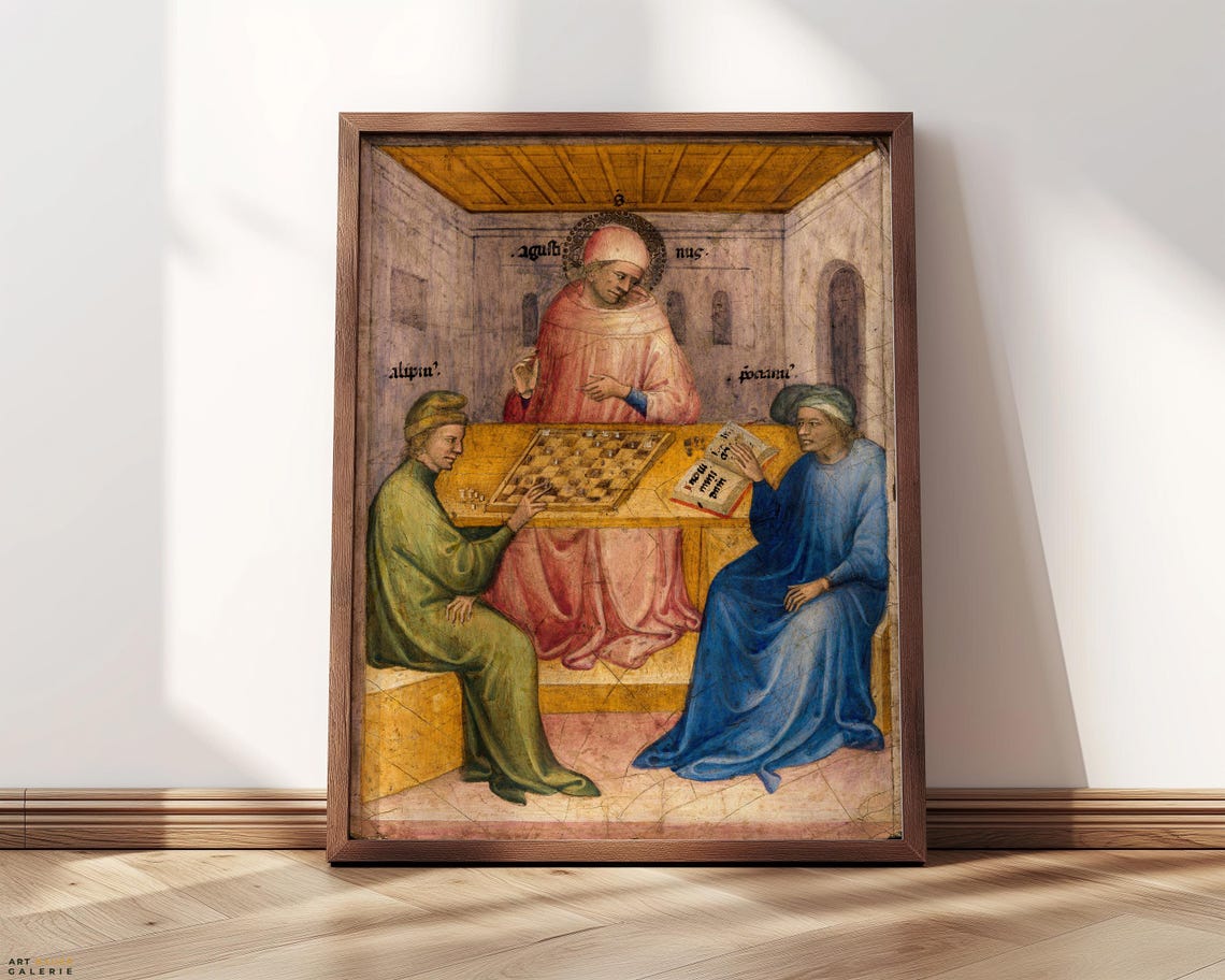 Saint Augustine Alypius Ponticianus Medieval Chess Scene Poster - Image 4