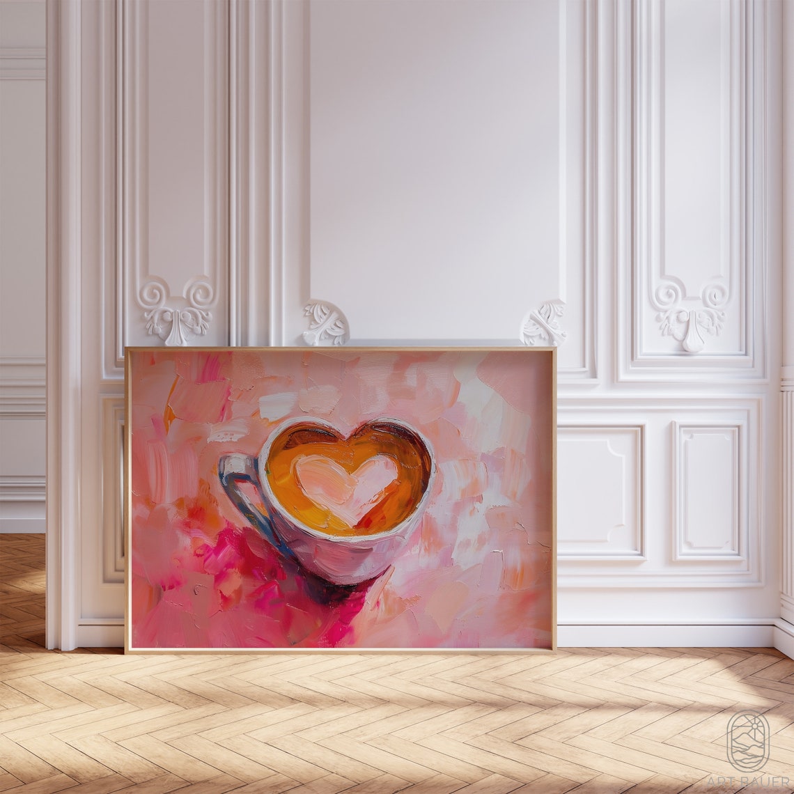 Coffee Illustration Latte Art Coffee Art Romantic Decor Gift For Her Coffee Poster Framed Art Print Cafe Decor - Image 5