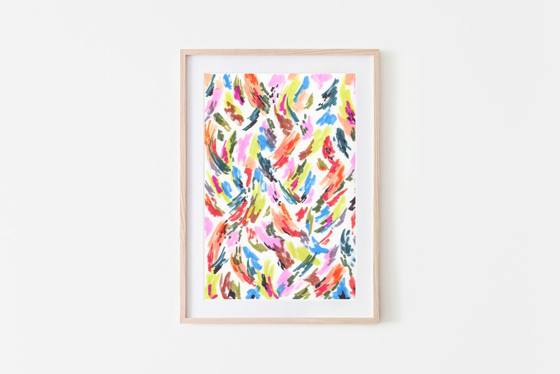Colorful Abstract Expressive Brush Strokes Playful Confetti Print
