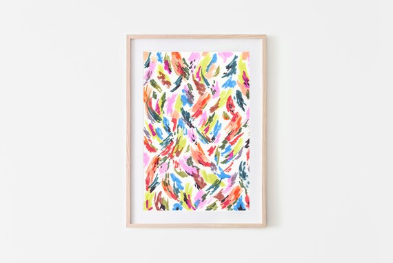Colorful Abstract Expressive Brush Strokes Playful Confetti Print