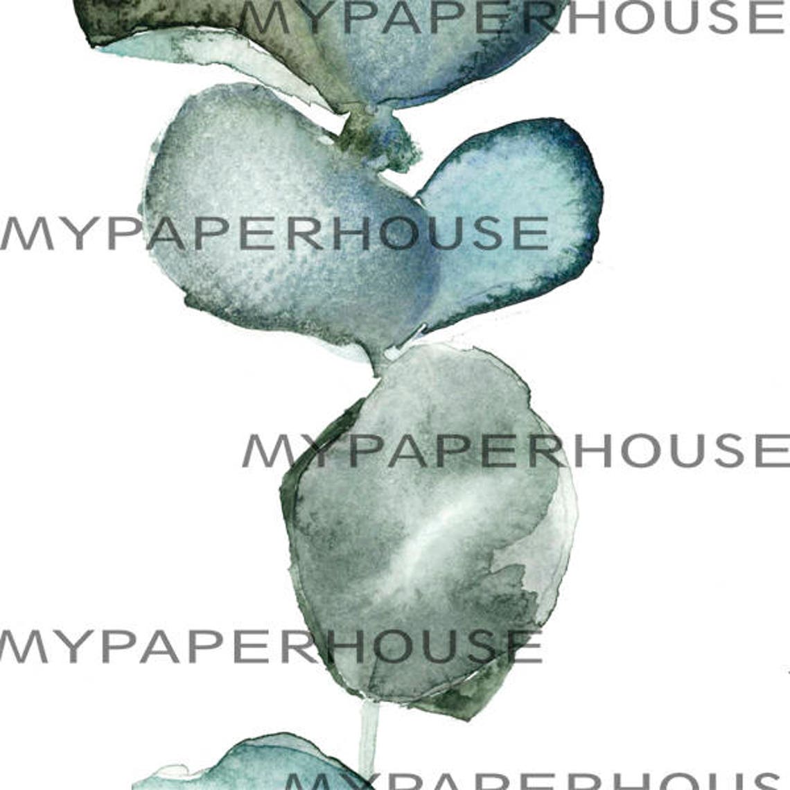 Eucalyptus Watercolor Stem Grey Green Leaves Botanical Art Poster - Image 2