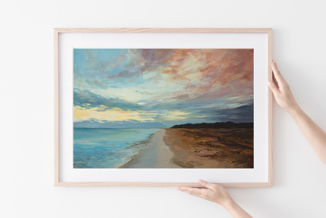 Landscape Art Landscape Painting Print Fine Art Print Landscape Landscape Painting Landscape Wall Art Nature Oil Painting Beach Sunset - Image 2