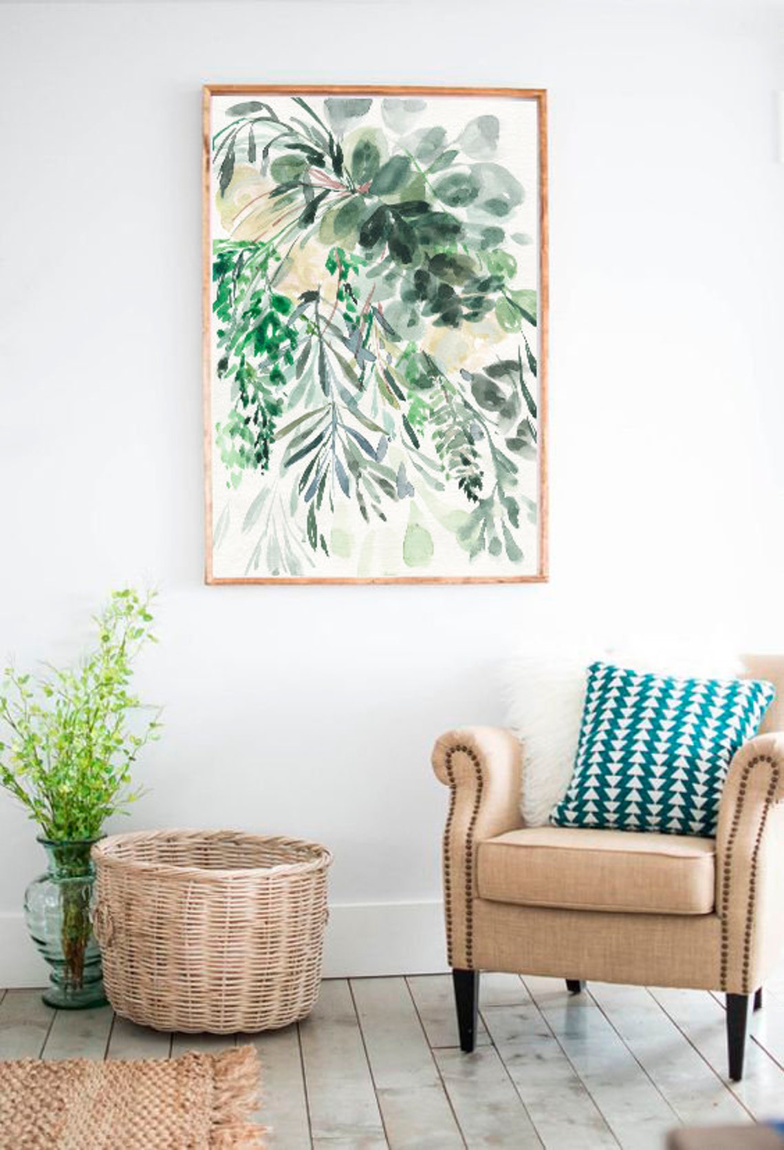 Green Watercolor Botanical Leaves Eucalyptus Foliage Art Poster - Image 3