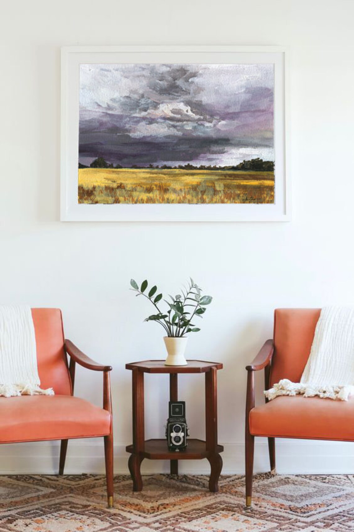 Landscape Painting Print Large Landscape Art Yellow Field Landscape Nature Landscape Art Modern Painting Gray And Yellow Landscape Wall Art - Image 2