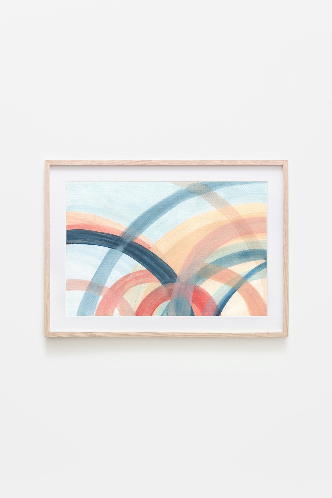 Abstract Colorful Intersecting Arches Watercolor Midcentury Print