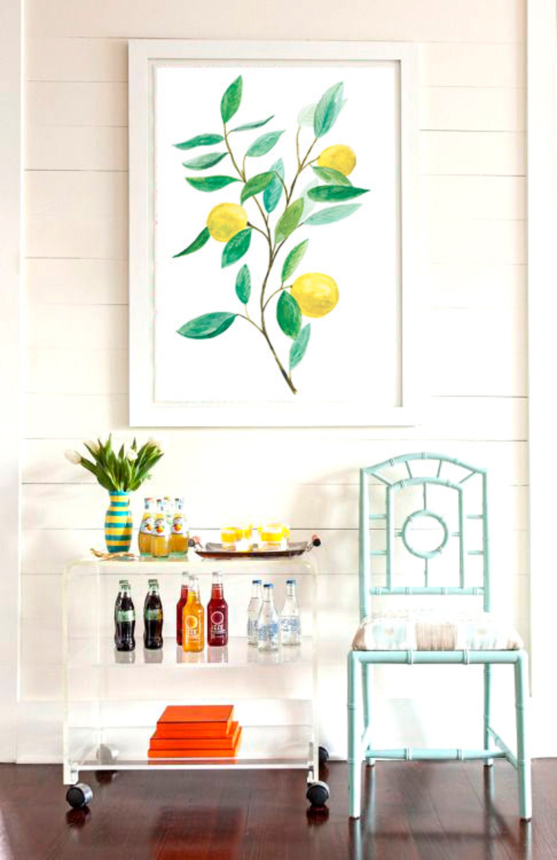Watercolor Lemon Tree Branch Yellow Citrus Botanical Art Poster - Image 2