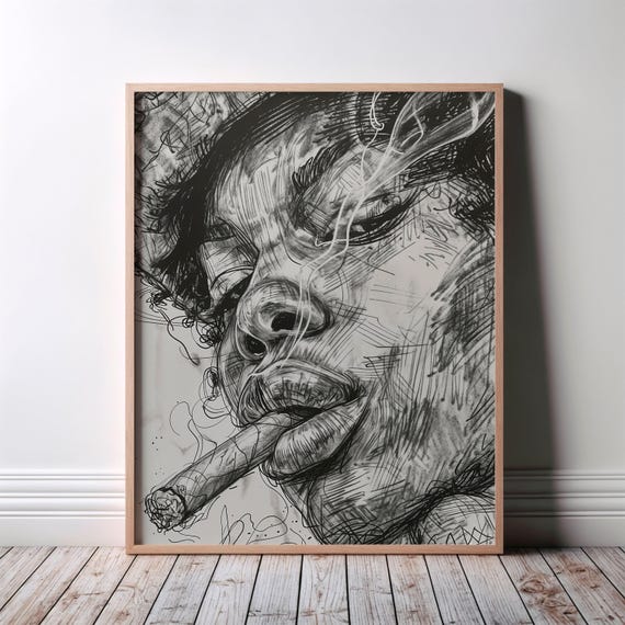African Wall Art Poster Black Urban Retro Afrocentric Print Blackinspired Monochrome Woman Vintage