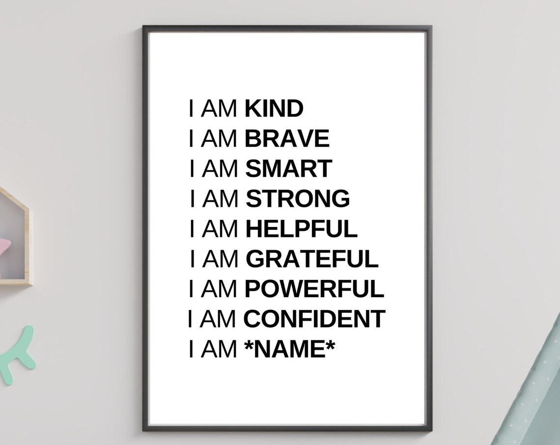 Personalized Name Kids Affirmations Confidence Building Poster