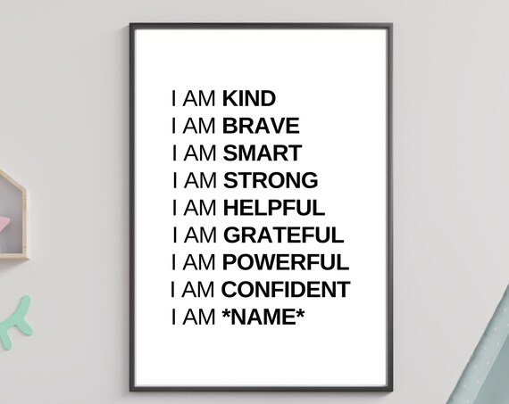 Personalized Name Kids Affirmations Confidence Building Poster