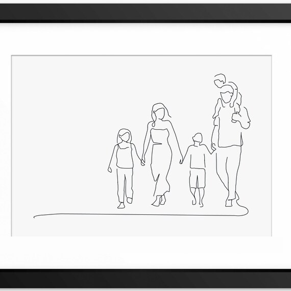 Family Print Family Illustration Family Drawing Family Wall Art Family Line Art Family Line Art Family Portrait Wall Art Mothers Day