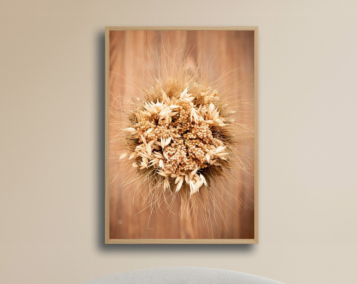 Golden Bloom Textured Floral Art Print, Rustic Charm