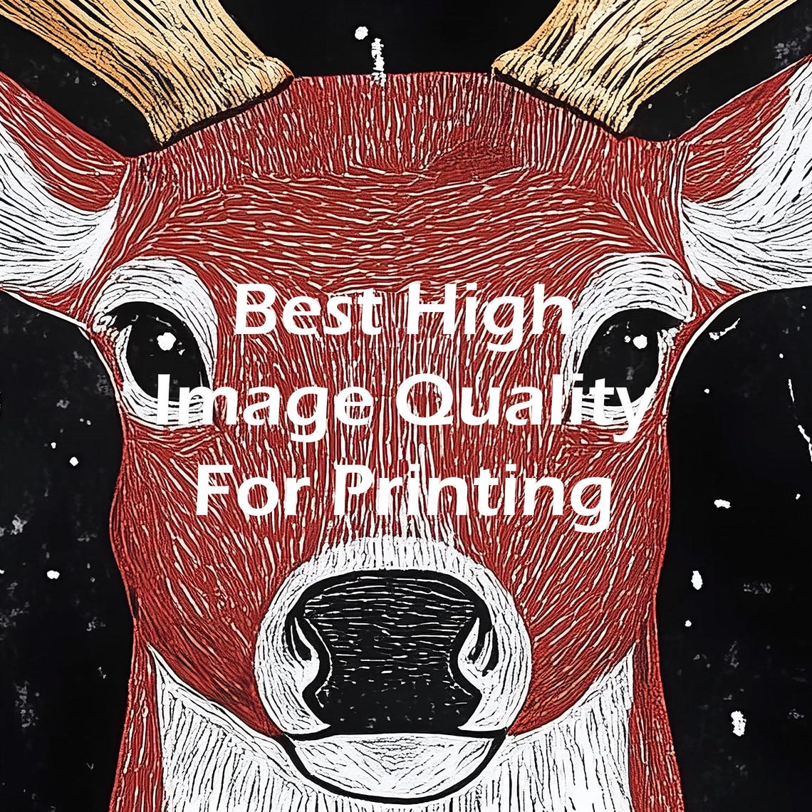 Red Reindeer with White Antlers Chalk Style on Black Christmas Poster - Image 4