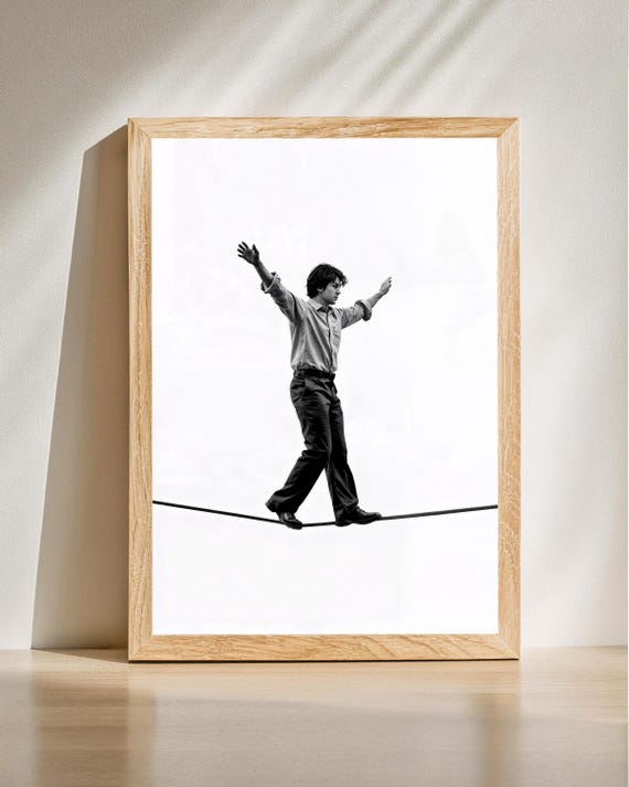 Tightrope Walker Art Minimalist Black And White Photography Modern Wall Captivating Home Decor