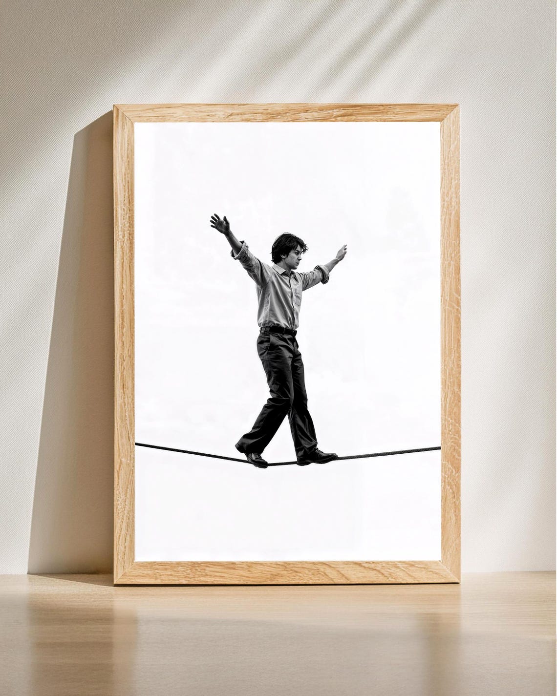 Tightrope Walker Art Minimalist Black And White Photography Modern Wall Captivating Home Decor