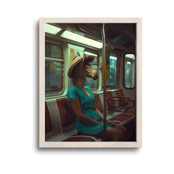 Zebra In Ny Subway Print Wall Art Gifts Photo Maximalist Whimsical Animals