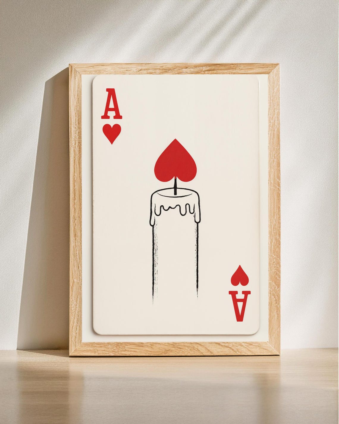 Ace Of Hearts Candle Minimalist Playing Card Modern Art Poster