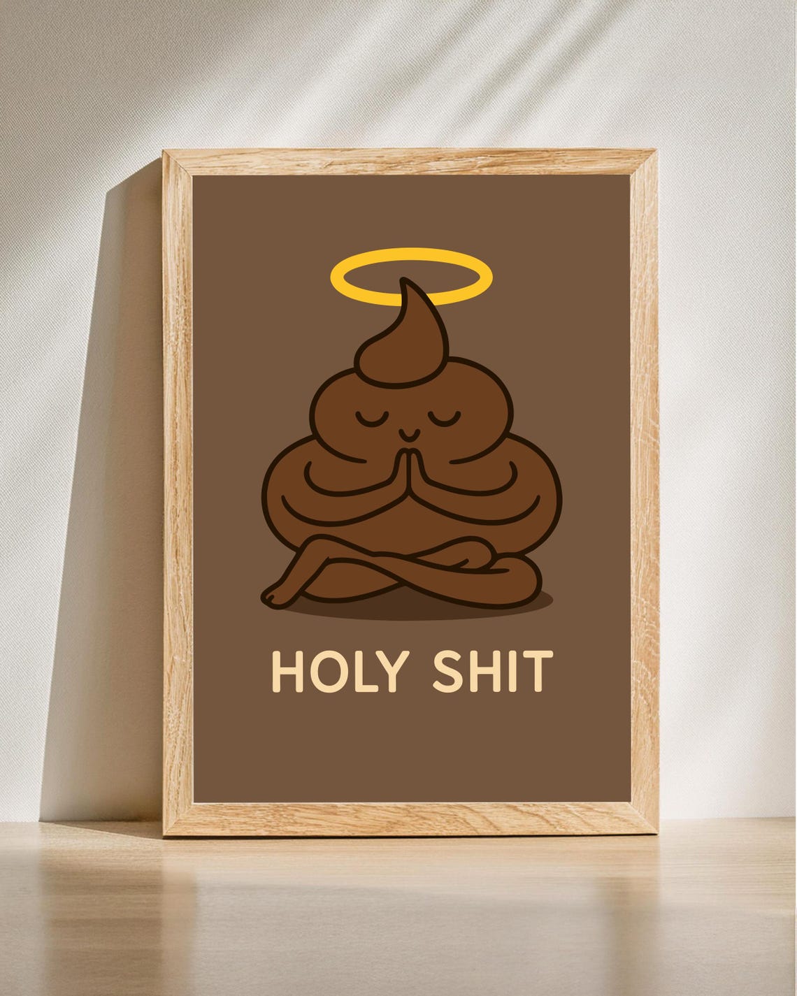 Holy Shit Meditating Poop Emoji Halo Funny Bathroom Humor Poster